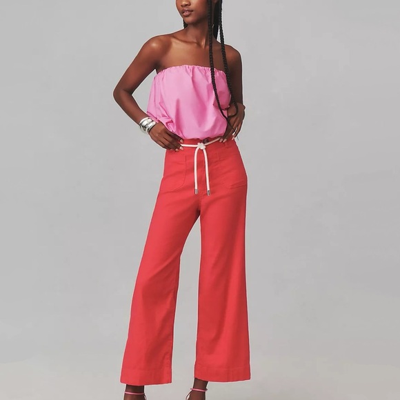 Anthropologie The Colette Cropped Wide-Leg Pants Linen Edition - Picture 3 of 6